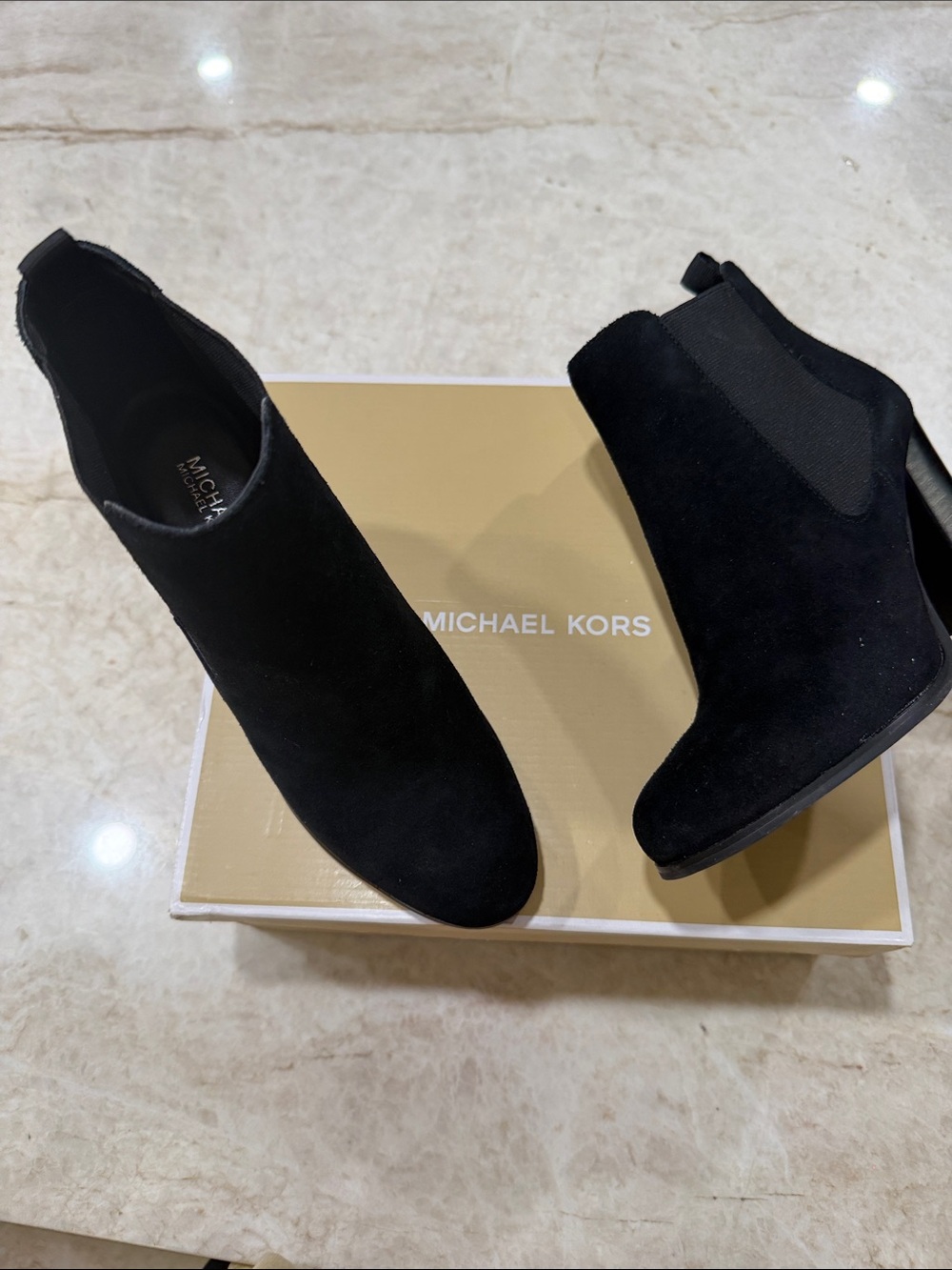 Michael Kors Black Suede Chelsea Ankle Booties